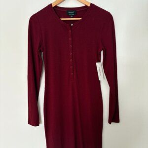 Bardot Long-Sleeve Button-Front Midii Dress